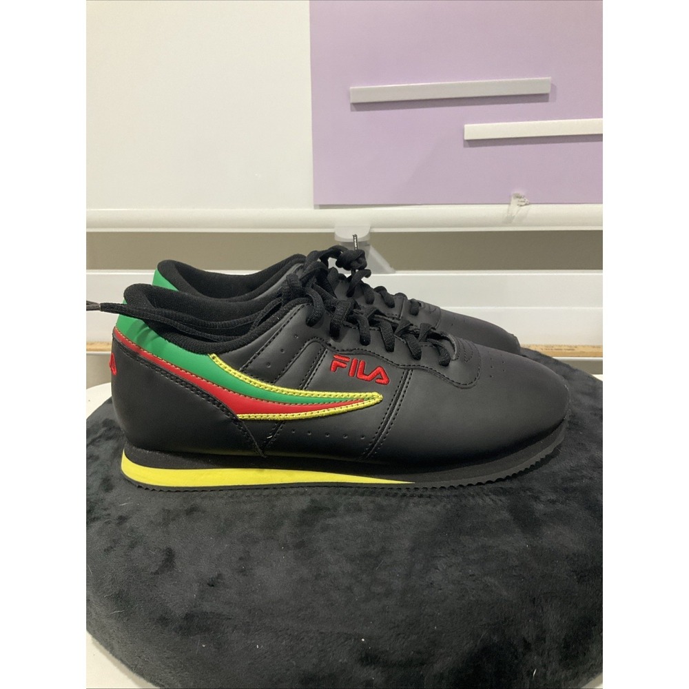 Big Kids Fila Machu Black Red Yellow green Rasta Y6.5